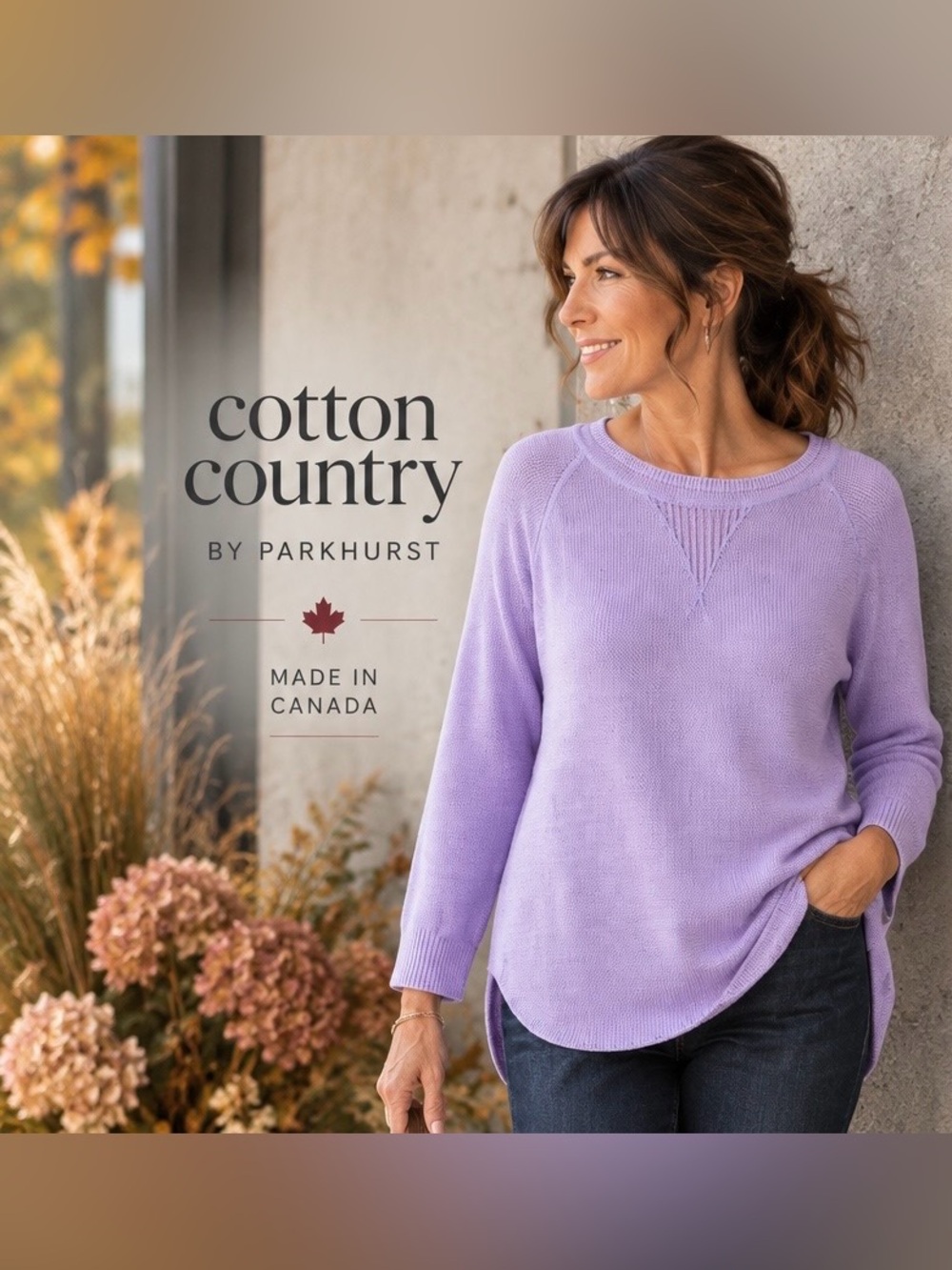 Cotton Country by Parkhurst Textured Knit Sweater | Medium | Lavender